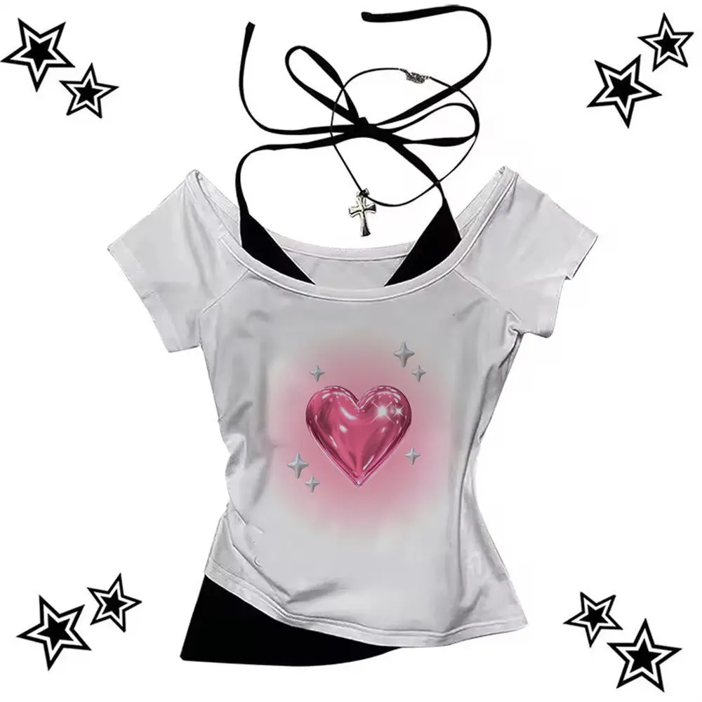 

Y2k 90s crop top babydoll y2k gyaru Grunge 2025 shoujo girl style woman tshirt