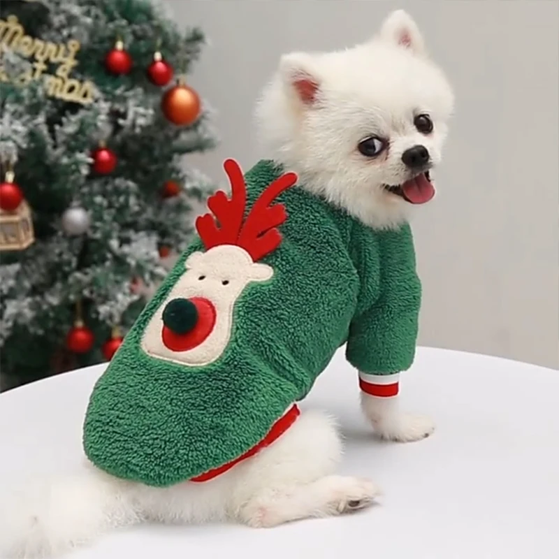 Dog Christmas Clothes Pets Clothing Santa Costume New Year Cat Outfits Xmas Deer Hat Puppy Coat Hoodie Party Apparel