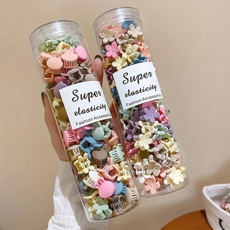 

50 sets of mini hair clips, lovely plastic flower-shaped hair accessories, solid color hair clips, suitable for teenagers,