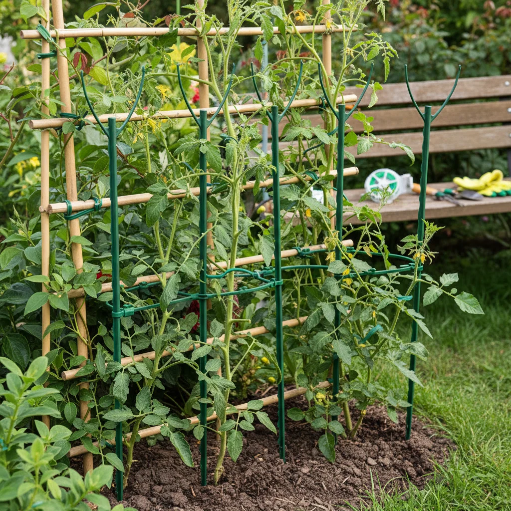 10Pcs Stackable Branch Design Plant Supports For Indoor Climbing Plants Green Plastic Coated Sticks