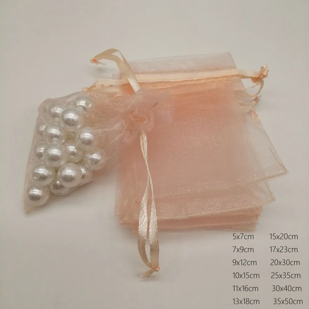 1000pcs Mini Packing Organza Drawstring Pouches Champage Gift Bags Sachet Packaging Birthday Party Favors Christmas Jewelry