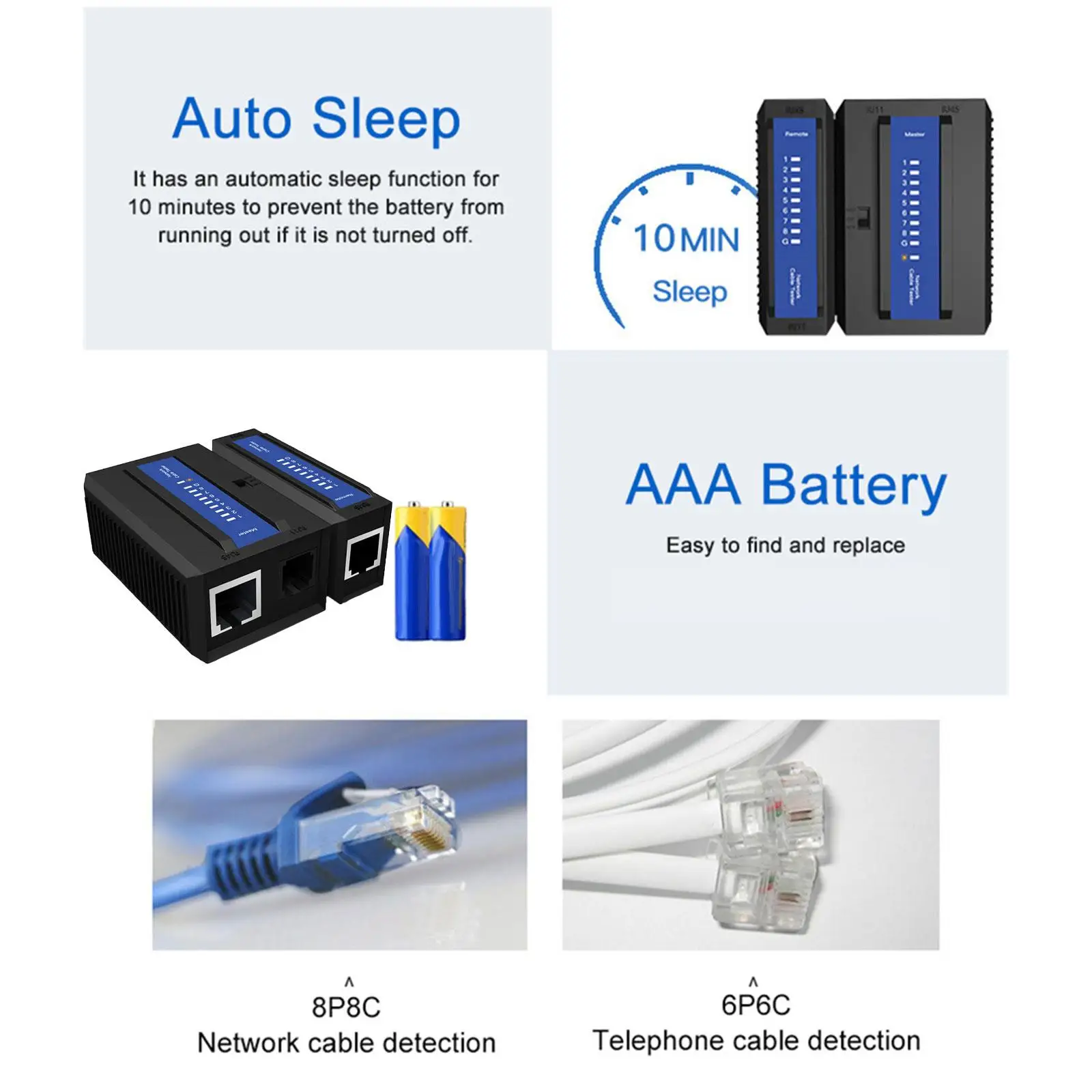 Cable Tester for LAN Phone RJ11 LAN Wire Ethernet LAN Cable Tester