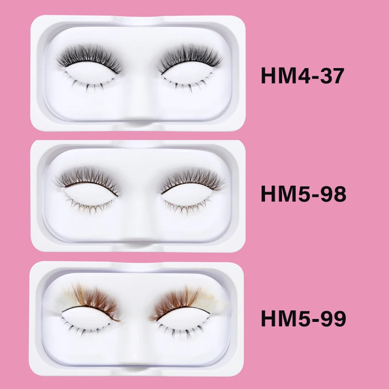 Soft Thick False Eyelashes Upper Lower Eye Lash Extension Set Natural Fake Lashes Dramatic Volume Faux Mink Clear Band Lash