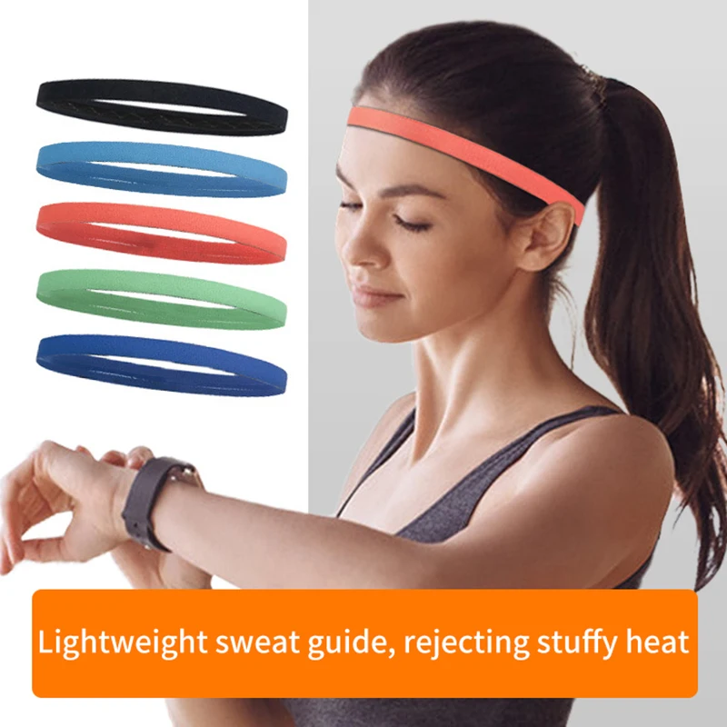 Simple Unisex Sports Hairband Non-Slip Silicone Strip Sweat Guide Elastic Headbands Yoga Running Fitness Hair Accessories