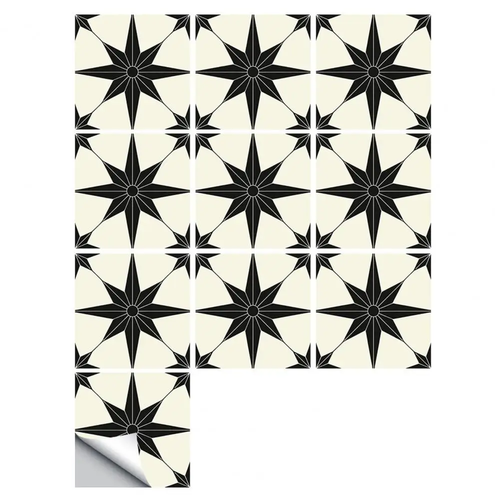 10Pcs Tile Stickers Self Adhesive Strong Stickiness Easy Installation Hassle-free Floor Tile Stickers Bathroom Decals