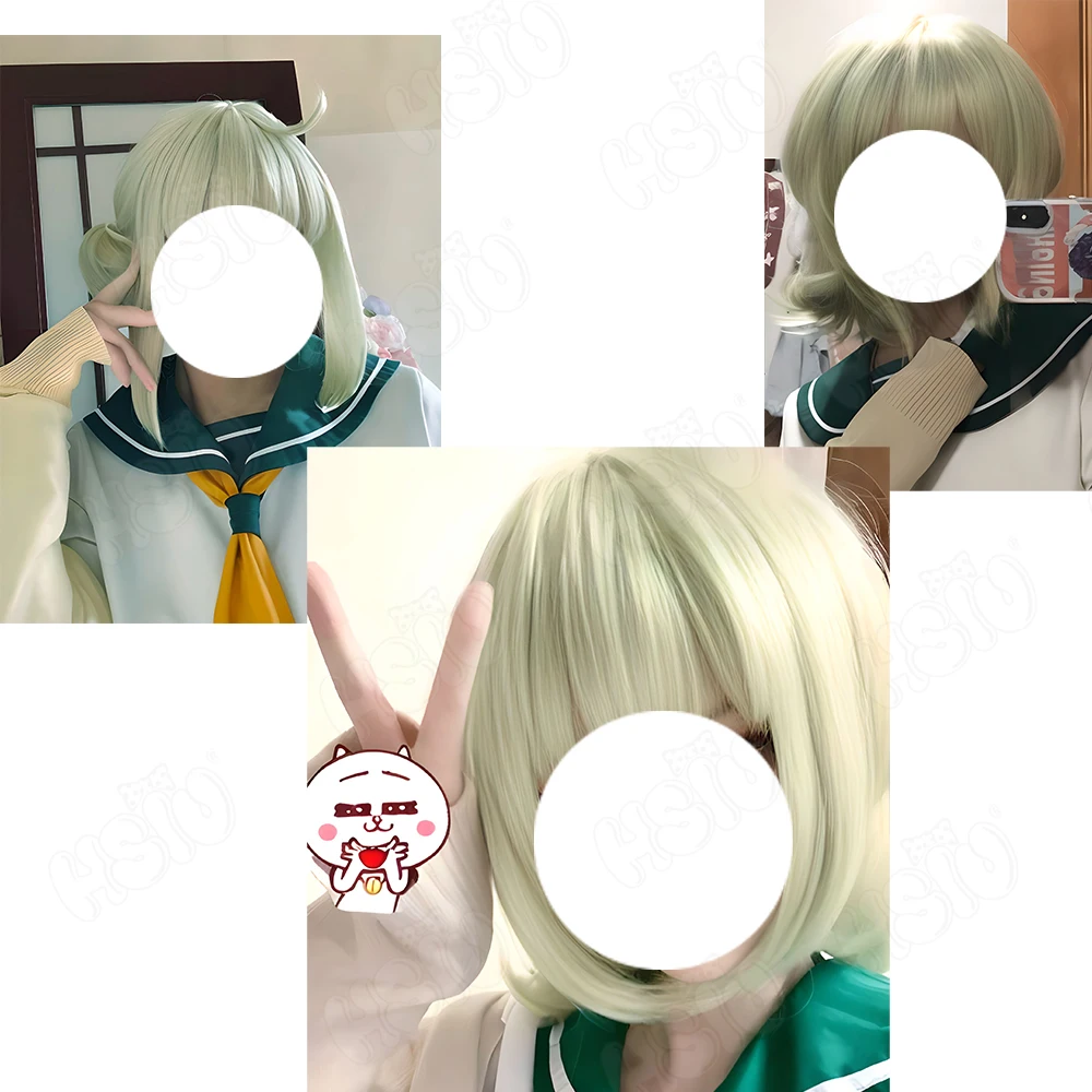 Araga Kiwi Cosplay Wig Fiber synthetic wig Anime I admire magical girls「HSIU 」Light turquoise short hai Halloween Role Play Wigs