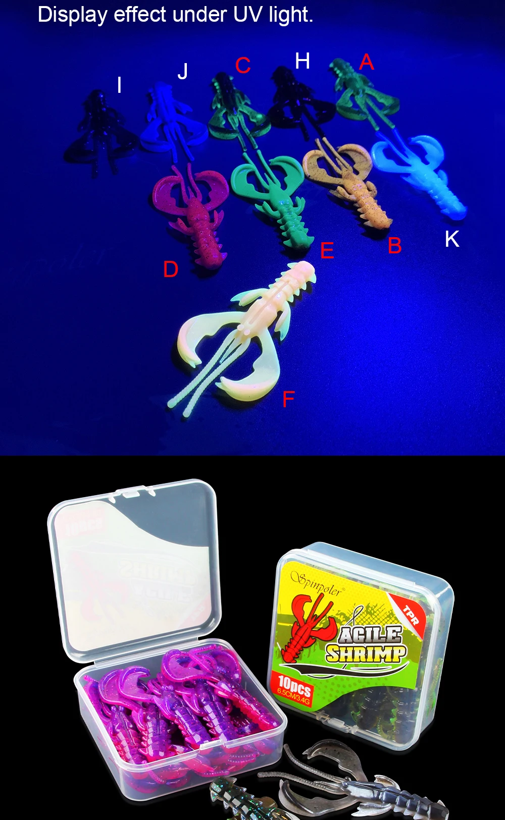 Spinpoler schwimmende UV-Beleuchtung, weicher Angelköder, Garnelenduft, künstliche Köder, gesalzenes schwimmendes Süßwasser, Salzwasser, Barsch, Hecht – Detail 5