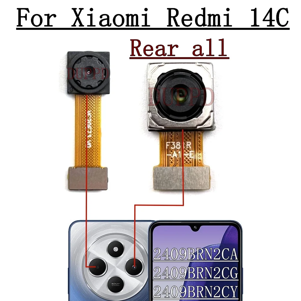 Rear Camera For Xiaomi Redmi 14C 2409BRN2CA 2409BRN2CG Front Selfie Facing Back Main Wide Camera Module Flex Cable Parts