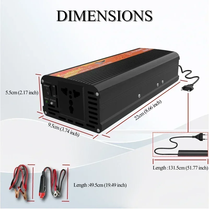 SUYEEGO 500W UPS Power Inverter DC 12V To AC 220V Car Inverter Backup Rechargeable Modified Wave Inverter + Battery Charger