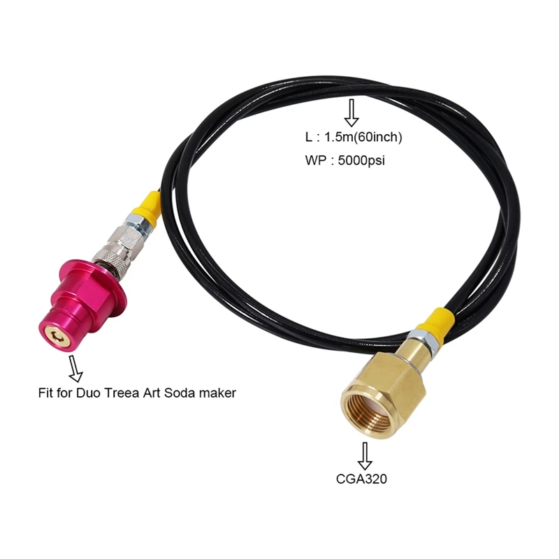 Adaptador de Co2 para máquina Soda Terra, adaptador de conector rápido, manguera de plástico CGA320 para DUO/TERRA/ART/Crystal3.0/GAIA