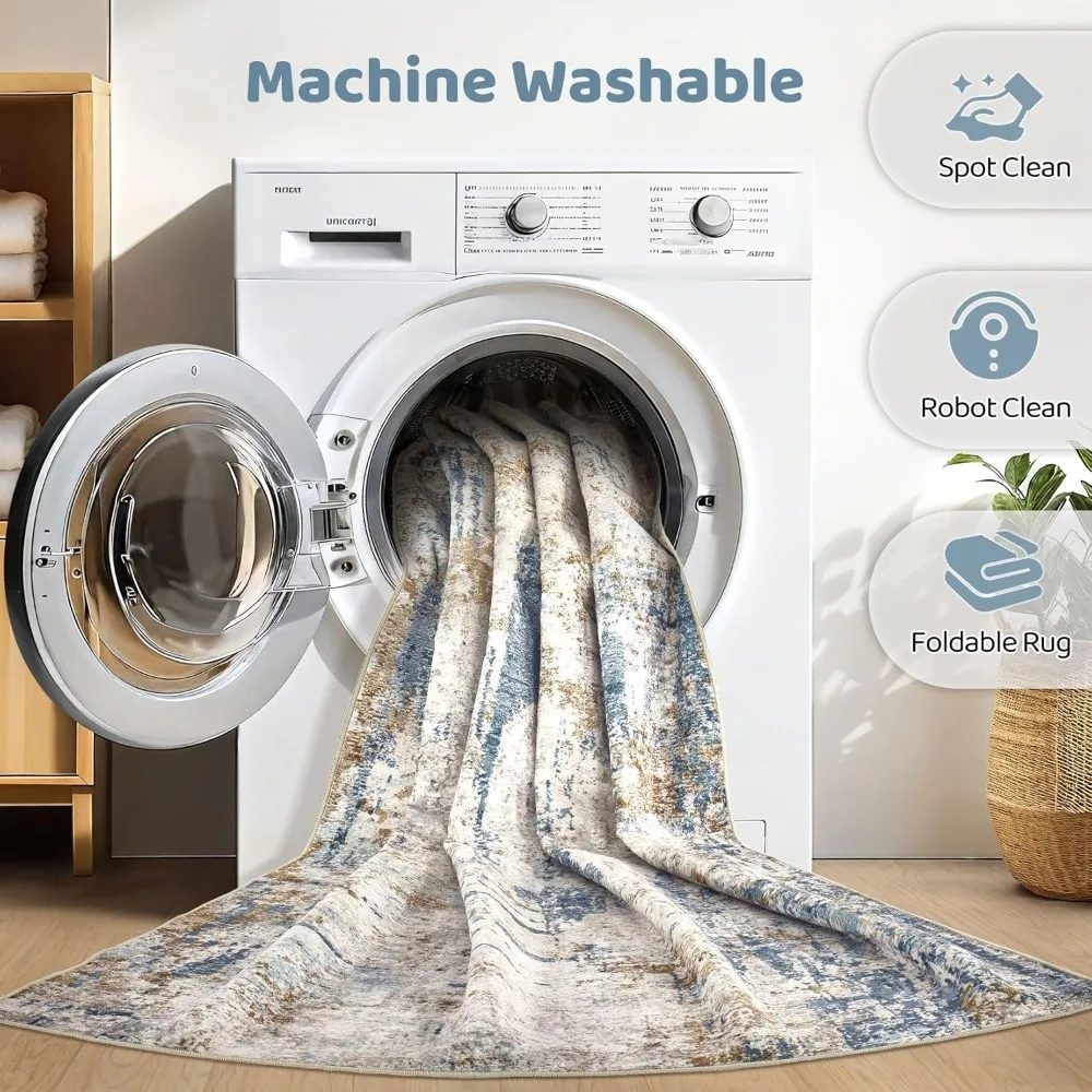 Large Modern Abstract Area Rugs: Soft, Stain-Resistant, Washable Carpets for Living Rooms and Bedrooms