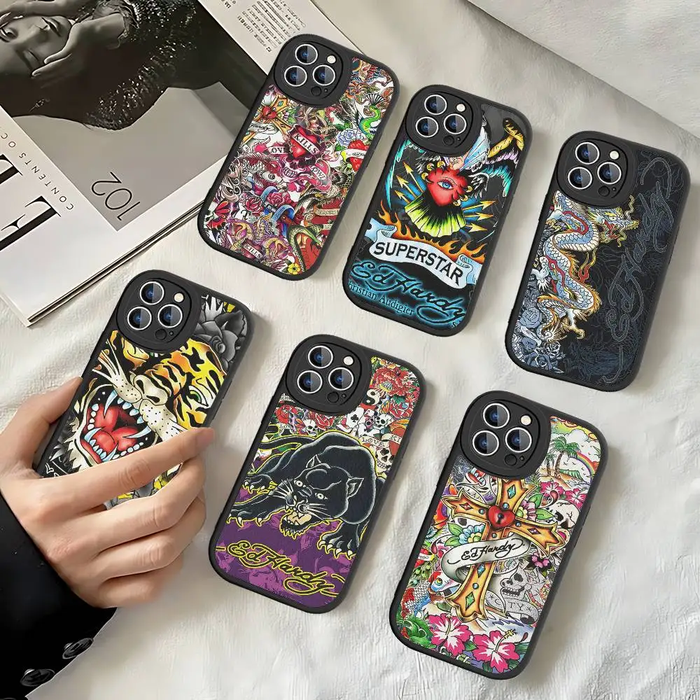 Fashion E-Ed H-Hardy Phone Case For IPhone 11 12 13 14 15 16 Pro Max Plus Leather Cover