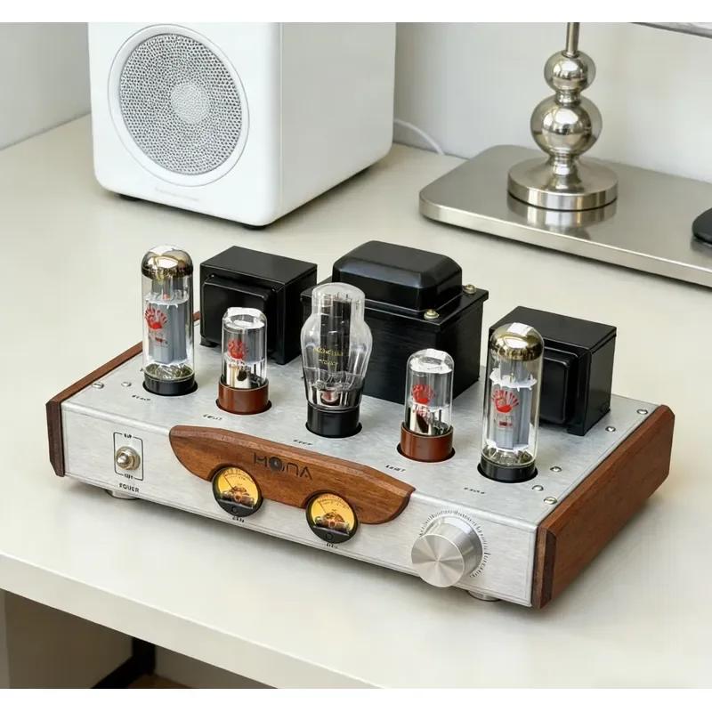 Vintage Metal EL34 Vacuum Tube Amplifier Class Stereo HiFi Amp VU Meter 6SN7 274b Matched Retro Home Audiophile Equipment