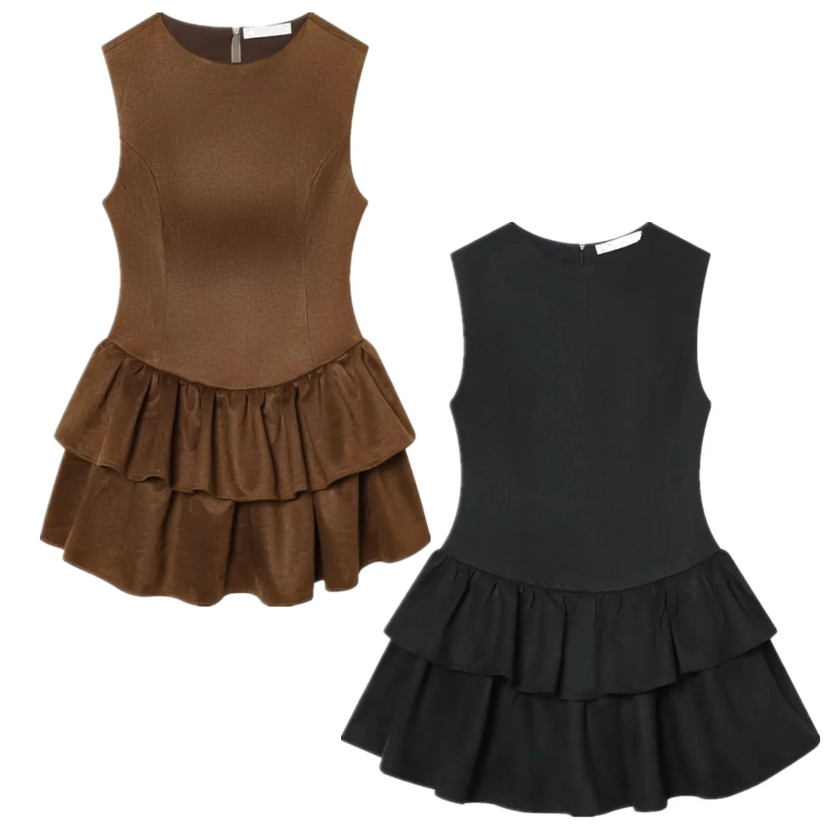 

Jenny&Dave Elegant Party Dresses,Vestidos Womens Dresses Minimalist Suede Ruffle Mini Dress For Women Spring Sleeveless Tank Dre