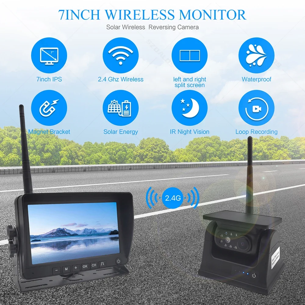 Veículo sem fio câmera reversa 2.4g digital sem fio caminhão câmera de visão traseira sistema segurança para rv caminhão ônibus reboque caminhão 24v