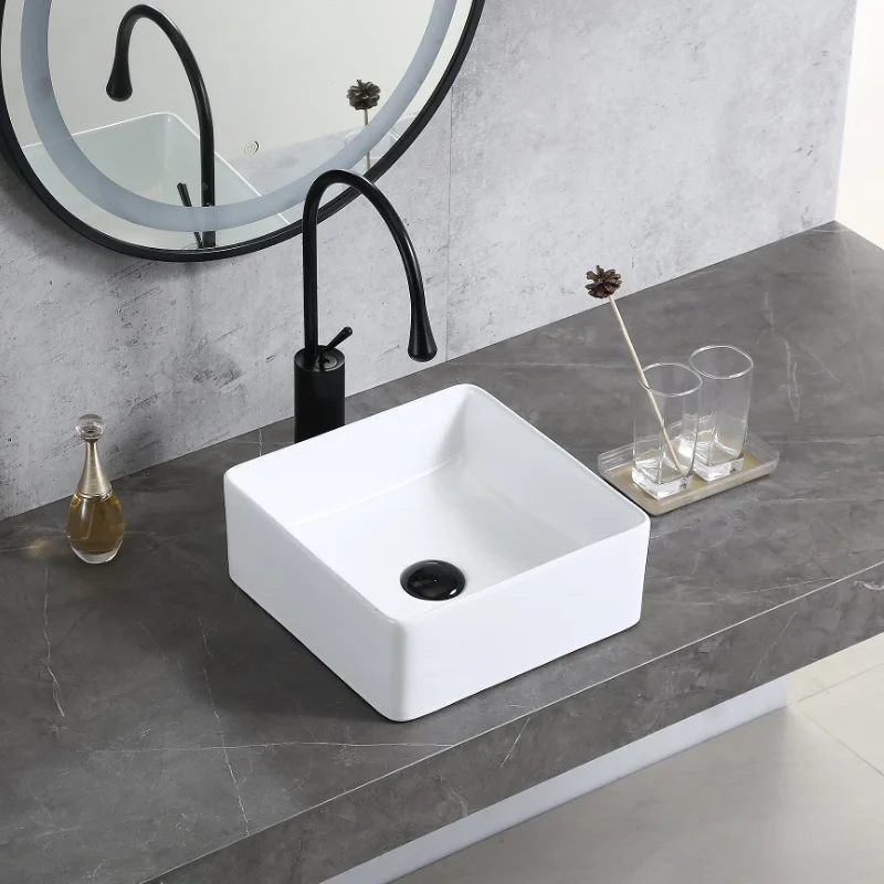 White Bathroom Sinks Light Luxury Bathroom fixtures Square Wash basin Home Round Kitchen Sink Toilet Washing Sink