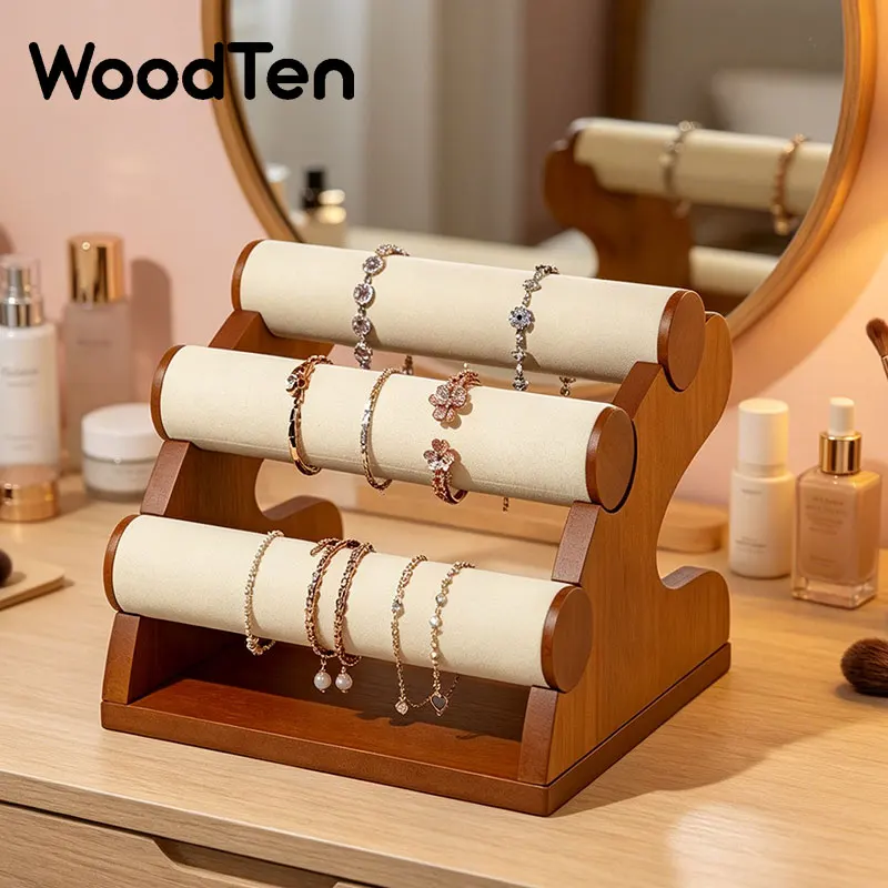 WoodTen Watch Stand Jewelry Storage Rack Large Capacity 3 Layer Watch Display Props Bracelet Jewelry Rack Jewelry Organizer