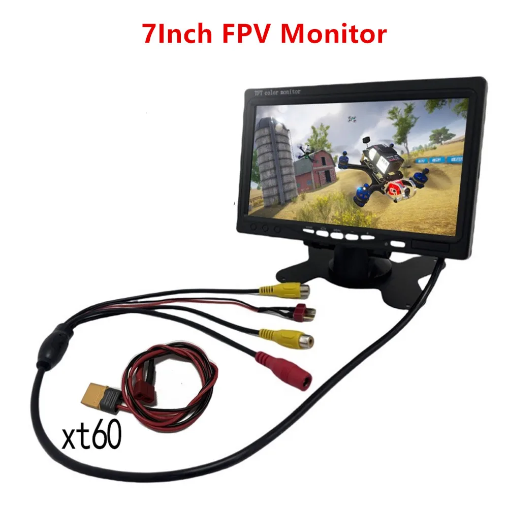 RCMOY 7-Inch FPV Monitor 800x480 7.4V-30V 2-6S Dual AV Input Switchable Compatible FPV 1.2/3.3/4.5/5.8G VRX RC Planes/Cars/Boats