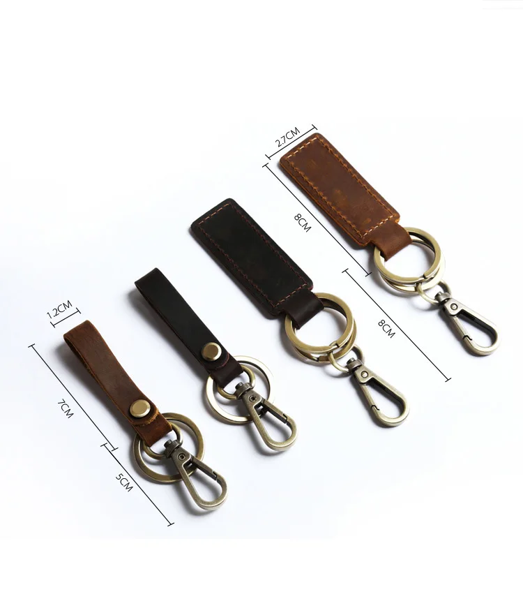 Original Personality Handmade Leather Keychain Retro Leather Car Keychain Crazy Horse Leather Artistic Leather Goods