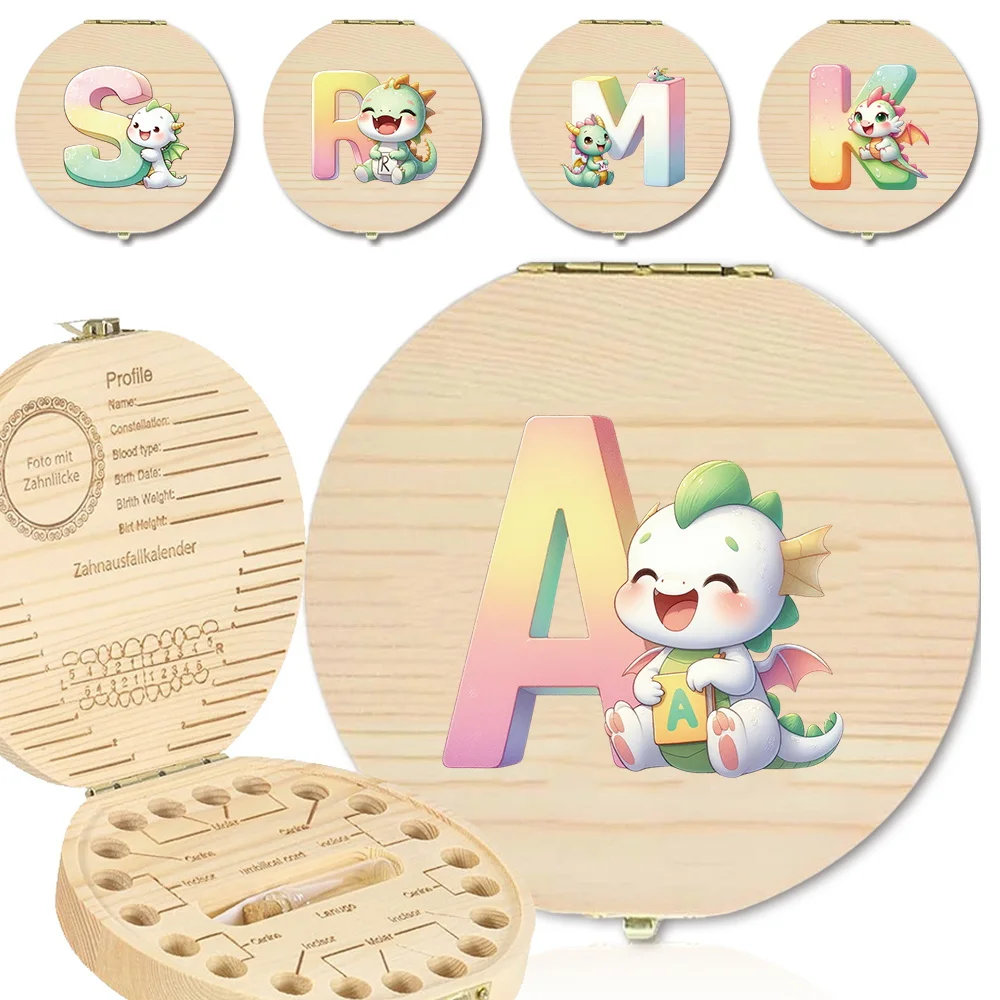 

Tooth Storage Box Used To Record Fallen Teeth Essential for Preserving Teeth Cartoon Animal Initial Name 26 Letters Pattern