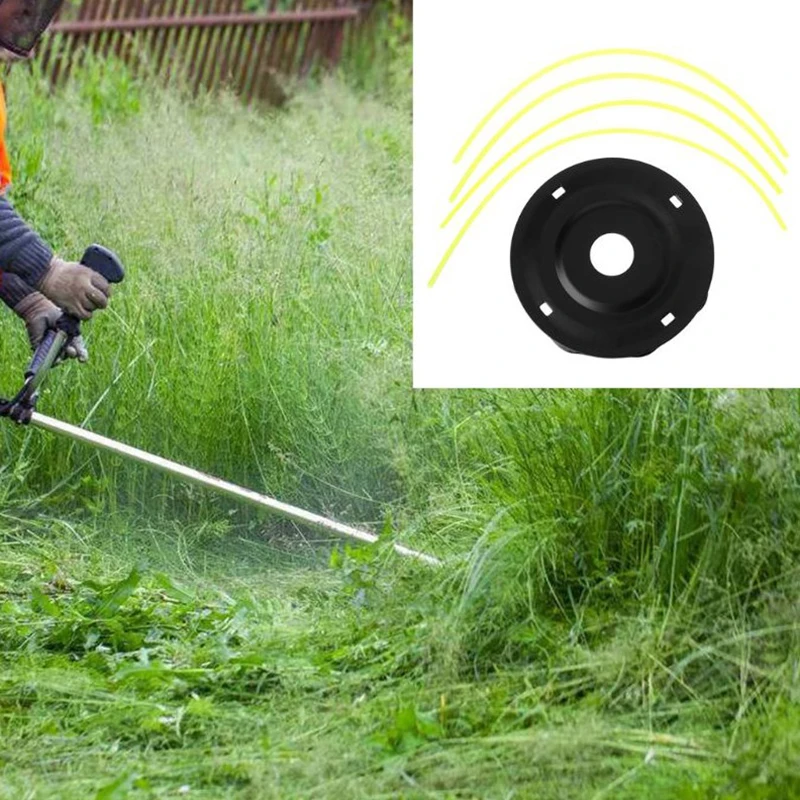 4-Line Steel Lawn Mower Head Replacement for Gasoline/Lithium Grass Trimmer Garden Weed Removal Brushcutter Part