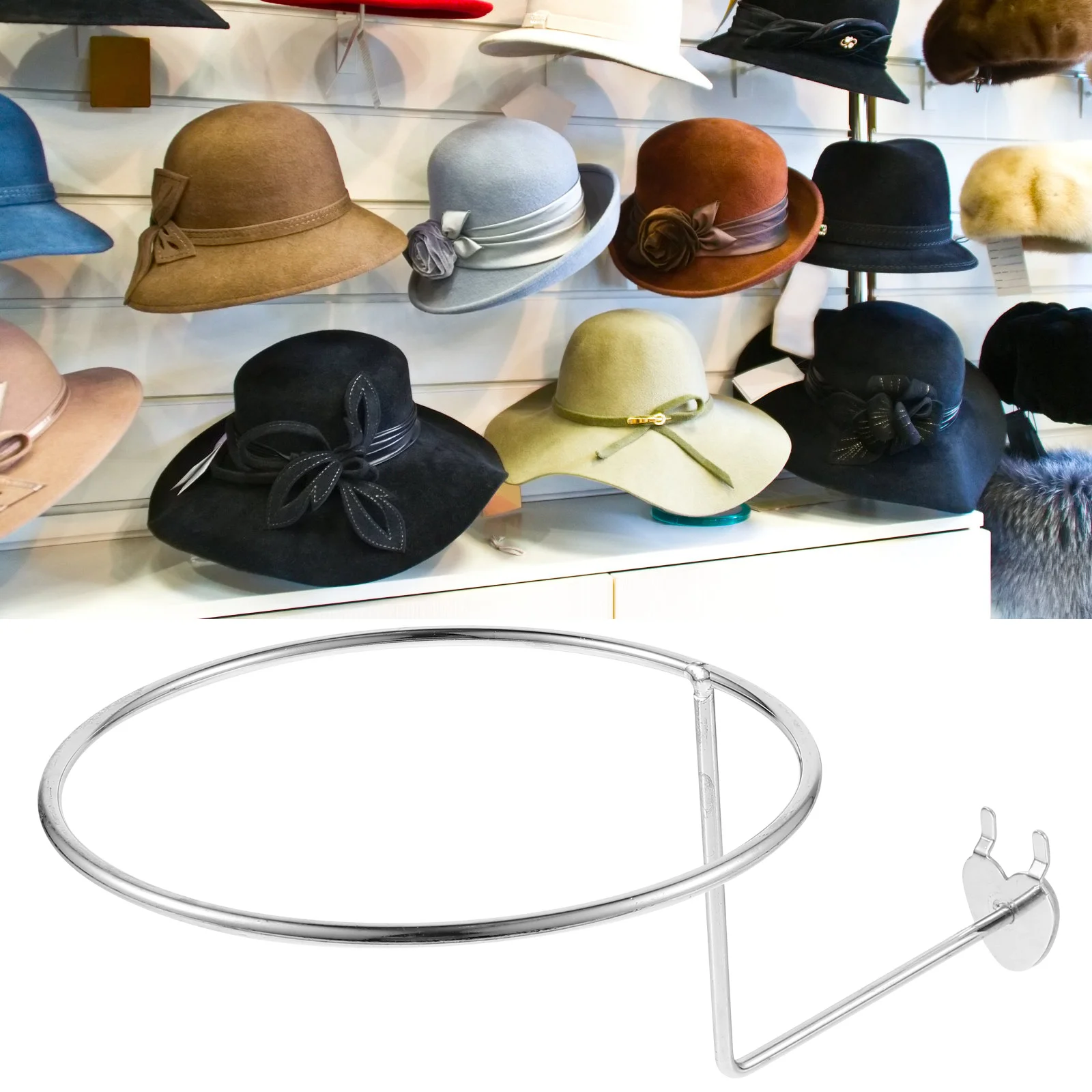 

2 Pcs Baseball Cap Cowboy Hat Display Stand Hook Hats Storage Rack Holder Metal Basketball Football