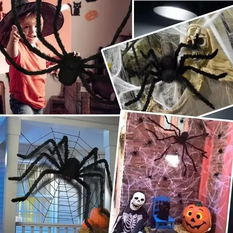 30-200cm lifelike black Okumo and Halloween decorations cobweb holiday party supplies decoration. image 5