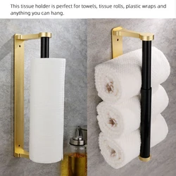 Toilet Paper Holder Adhesive Kitchen Bathroom Aluminum Matt Gold Black Sliver Stand WC Paper Towel Hanger Rack Tissue Roll Shelf