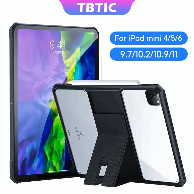 TBTIC Acrylic Case For Air 5 4 10.9 2021 Pro 11 10.2 9th 8th 7th Generation 9.7 5th 6Th Mini 6 Tablet Cover With Stand