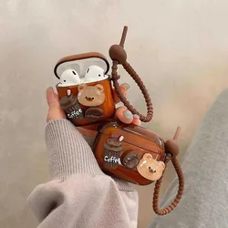 Cartoon 3D Coffee Bear Silicone Soft Earphone Cover for Apple Airpods Pro 2 Case for Airpods 3 3rd Generation Air Pod 2 1 Case