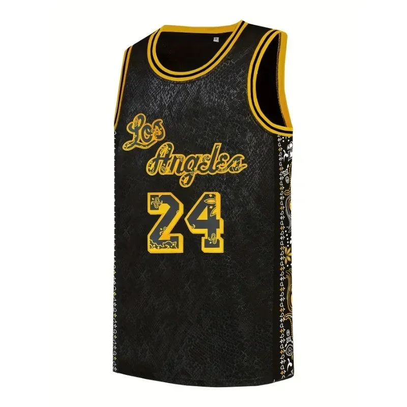 Men's #24 Black Mamba Basketball Jersey - Breathable, Sleeveless with Embroidered Design for Training & Competition