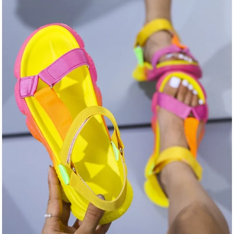 

Beach Shoes Woman 2025 Summer Sandals Woman Non-Slip Casual Multi Color Shoes Fashion Solid Open Toe Sandals Daily Comfortable
