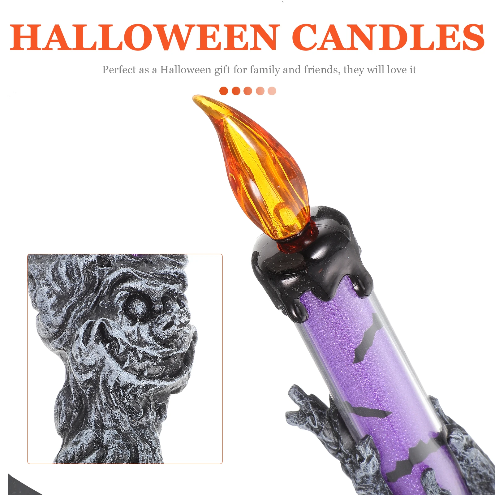 

2pcs Purple LED C Halloween Decoration Pumpkin Face Tombstone Ghost H Flickering Light Flameless Wax Simulated for Party