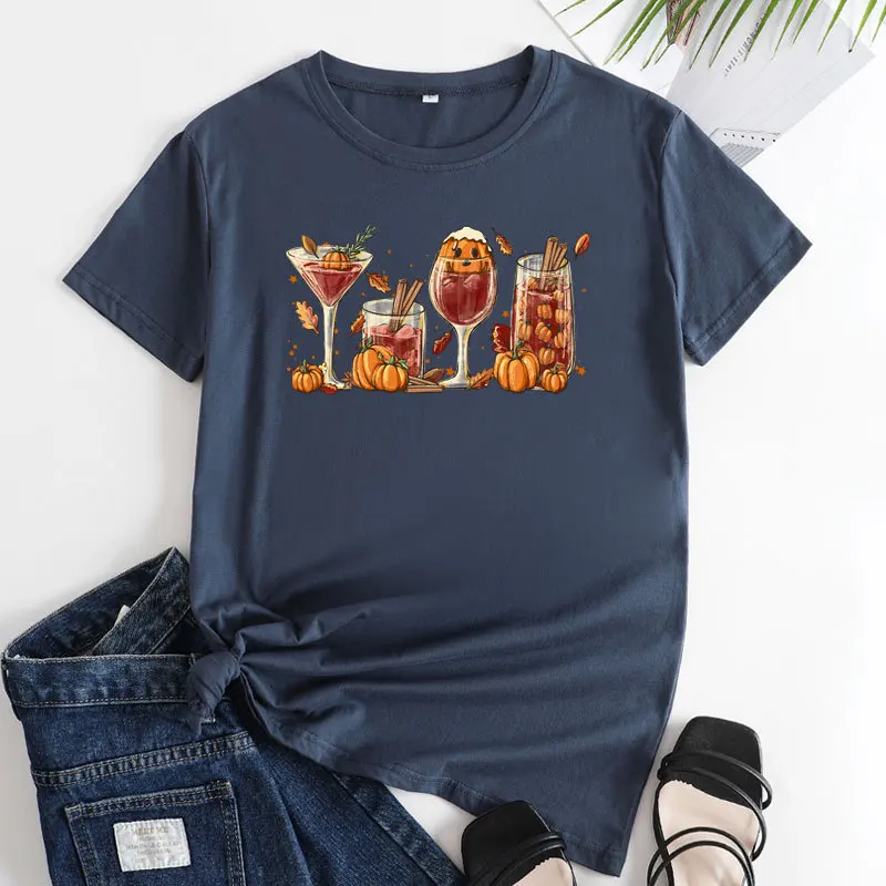 loween Women's Cotton Tee Funny Casual Fit T-irt Thiened Printed Summer Faion Ladies' Tops Chinese Brand