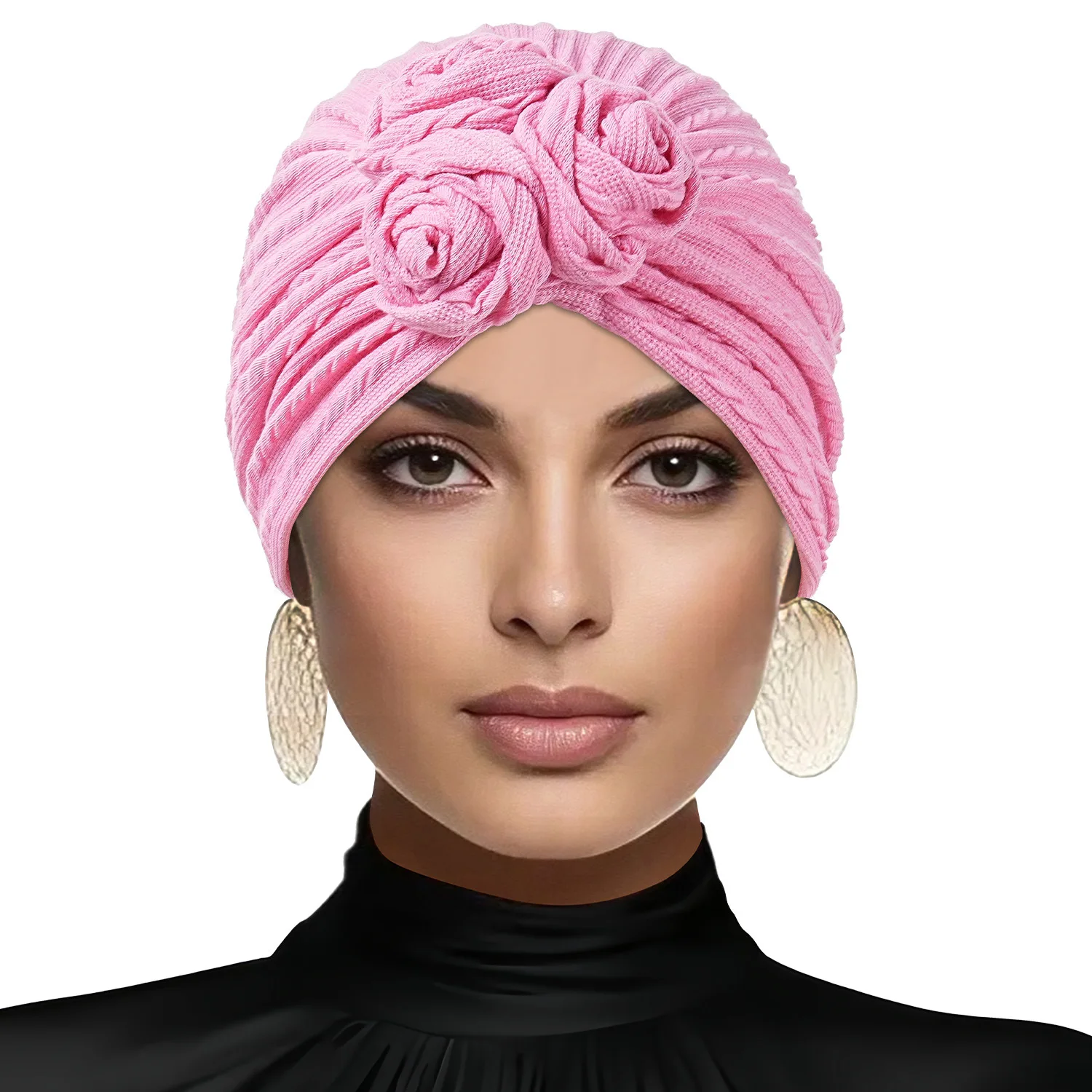 Nowe damskie klasyczne turbaniki z węzłem w kształcie róży, vintage, jednokolorowe czapki typu bonnet, klasyczne czapki beanie, chusty na głowę, czapki chemo