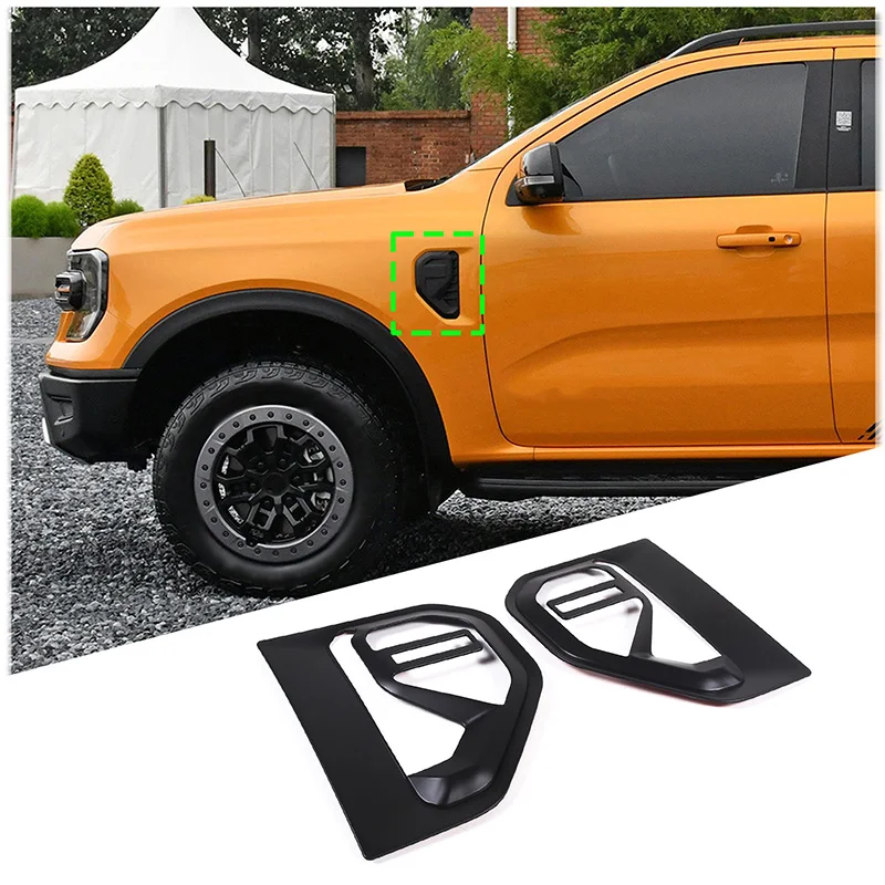 

For Ford Ranger 2023 Matte Black Car Fender Side Air Flow Outlet Vent Decoration Sticker Trim Cover Car Styling Accessories