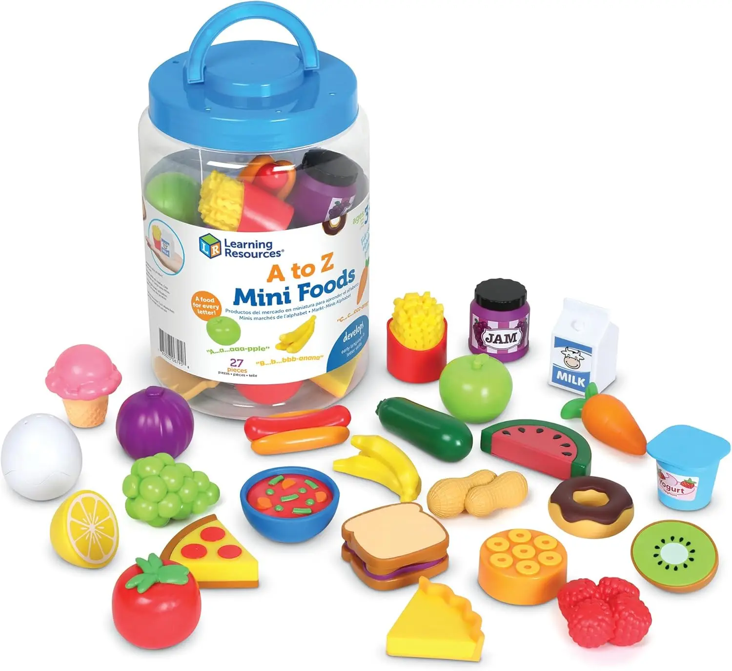 

A to Z Mini Foods, Play Food Sets for Kids Kitchen, Play Kitchen Accessories, Mini Food, Pretend Play Toys, Toddler Montessori T