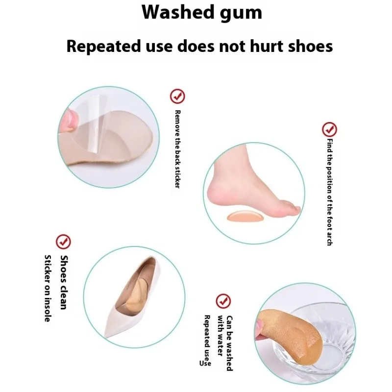 ผู้หญิงเจลรองเท้าส้นสูง Insoles Arch Support Anti-Fatigue Forefoot Cushion Shock Absorption Non-SLIP Foot Pads นุ่มใส่รองเท้าใหม่