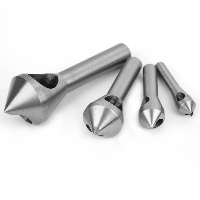 4Pcs Chamfering Device Single Inclined Hole Chamfer Cutter Deburring Drill 90 DegreesSilver