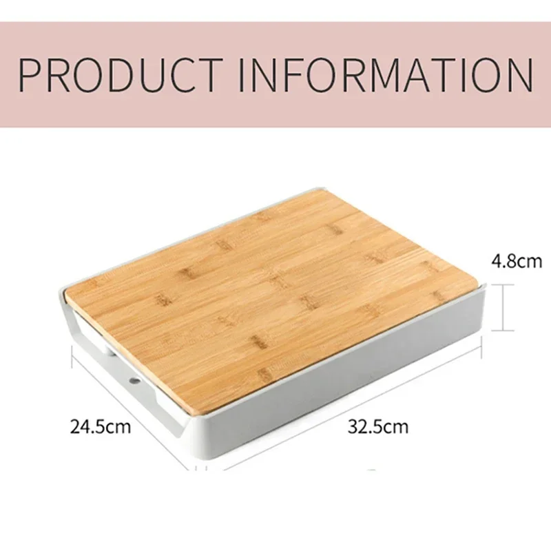 Double-sided Available Cutting Board Detachable Drawer Wooden Chopping Blocks Anti-slip Kitchen Fruit Vegetable Meat Organizer