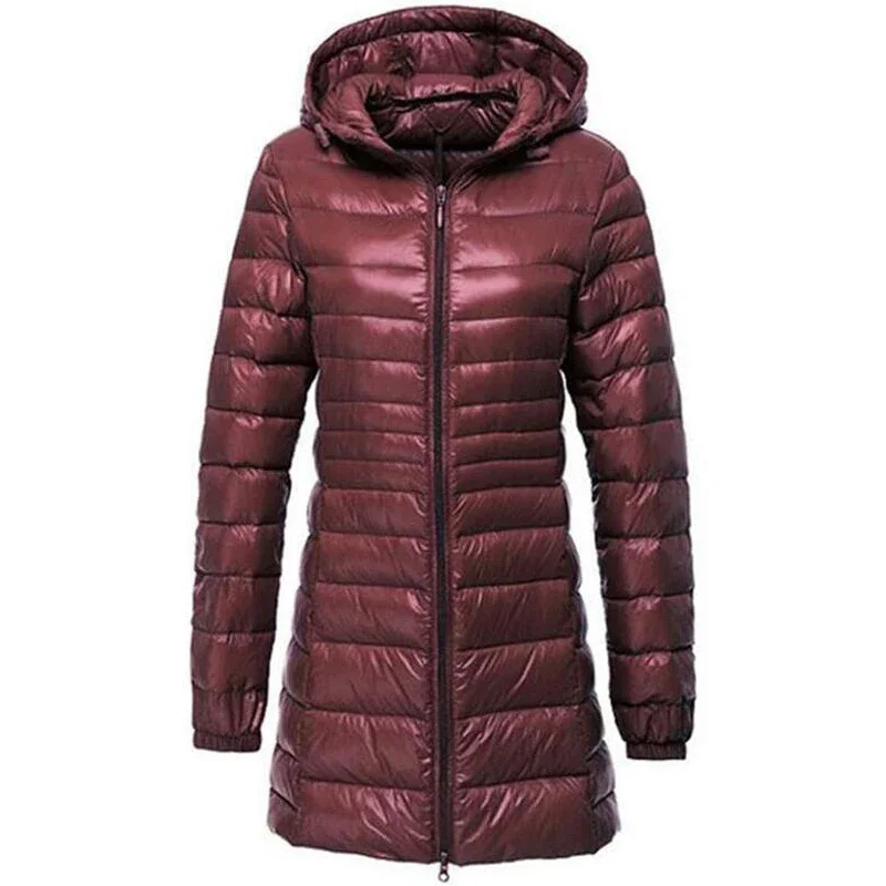 7XL 2024 Winter Jackets Women White Duck Down Long Jacket Female Padded Hooded Parkas Ultra Light Portable Down Coats Casacos