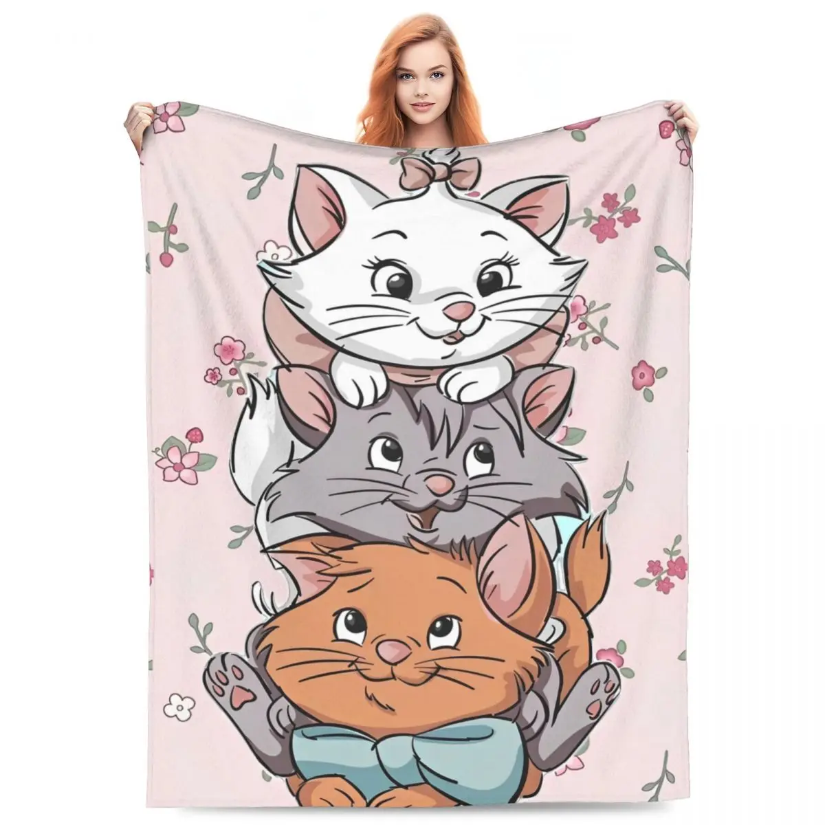 Marie Cat Friends   Blanket Quality Warm Throw Blanket Winter Office Travel Picnic Outdoor Bedspread Sofa Bed Cover