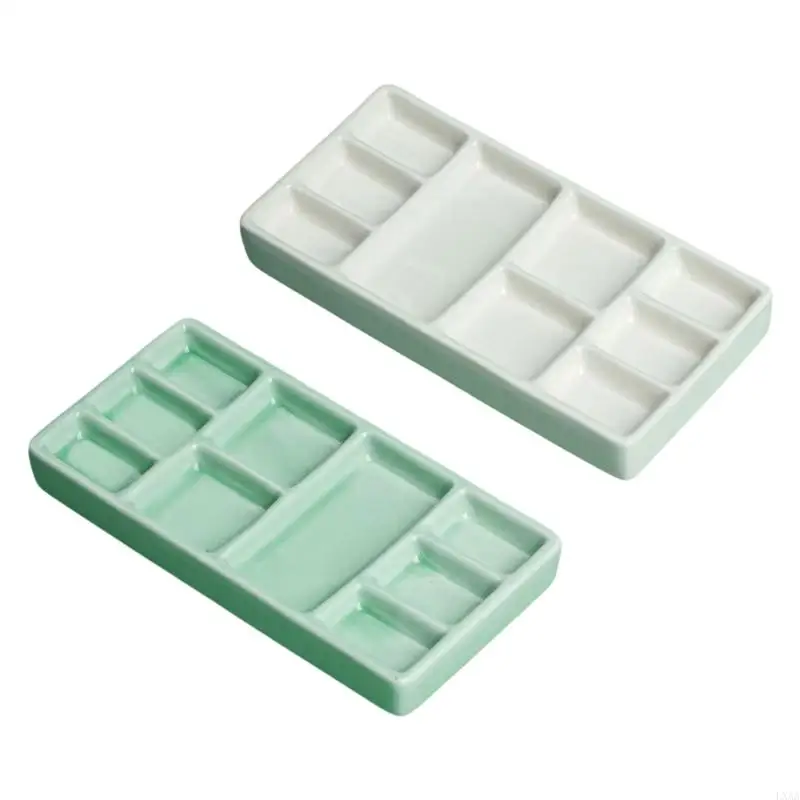 

LXAA Square Ceramic Paint Palette 9 Wells Watercolor Oil Painting Palette Paint Tray