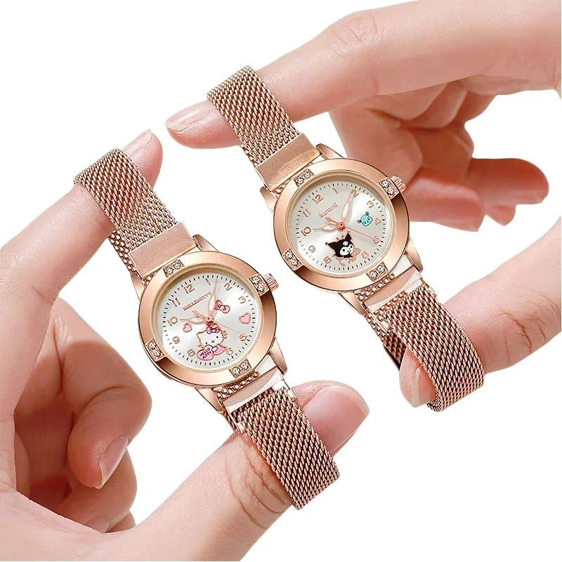 

New Sanrio watch alloy anime Hello kitty kuromi Cinnamoroll cute exquisite simple imitation diamond ladies waterproof watch gift