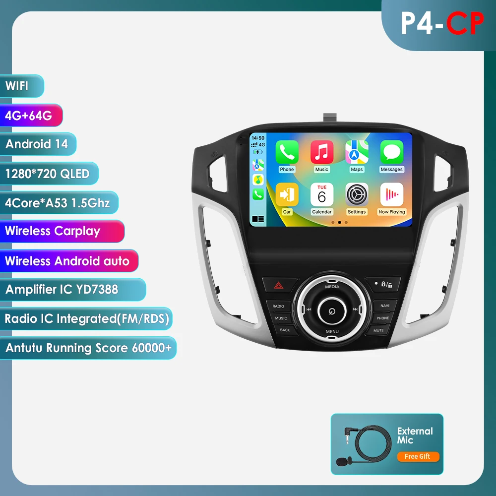 4G-Lte Carplay 2din Android Autoradio Multimedia Videospeler Voor Ford Focus 3 2011 - 2019 Mk3 Navigatie Gps Stereo Headunit Bt