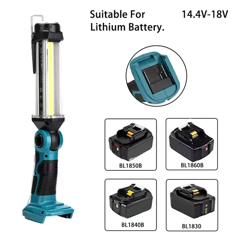 ABKS-For 20V Lithium- Battery Compatible 2000LM LED Work Light Portable Horizontal Light Outdoor Handheld Flashlight 3
