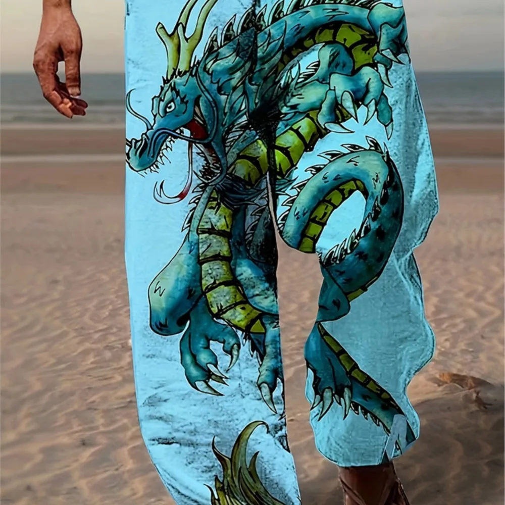Summer Men's New Fashion Pants Beach Vacation Comfortable Casual Straight Pants Loose Breathable Stretch Wide-legged Pants