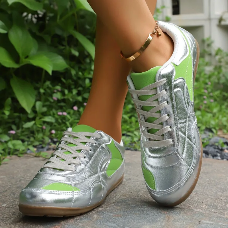 

Flat-bottom Multi-color Sporty Casual Sneakers 2026 Spring-autumn New Style Silver Fashionable Platform Shoes for Women，36-43
