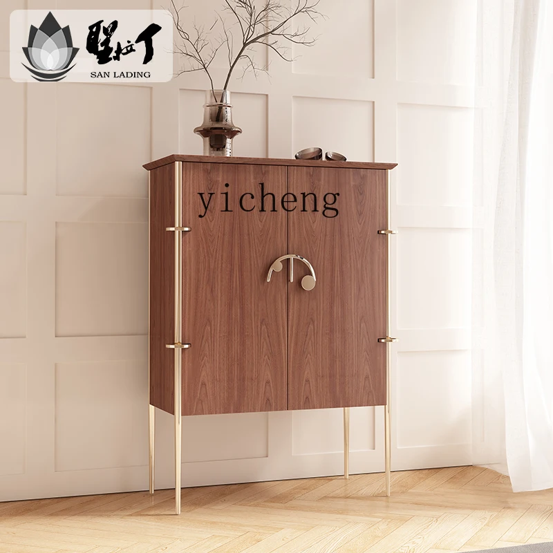 ZK New Chinese Style Solid Wood Wine Cabinet Light Luxury High-End Sideboard Cabinet Modern Living Room Home Small Wine Cabinet