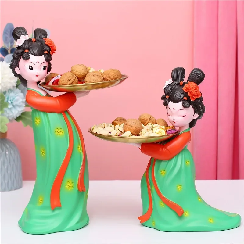 Antique girl tray ornament home creative modern light luxury jewelry